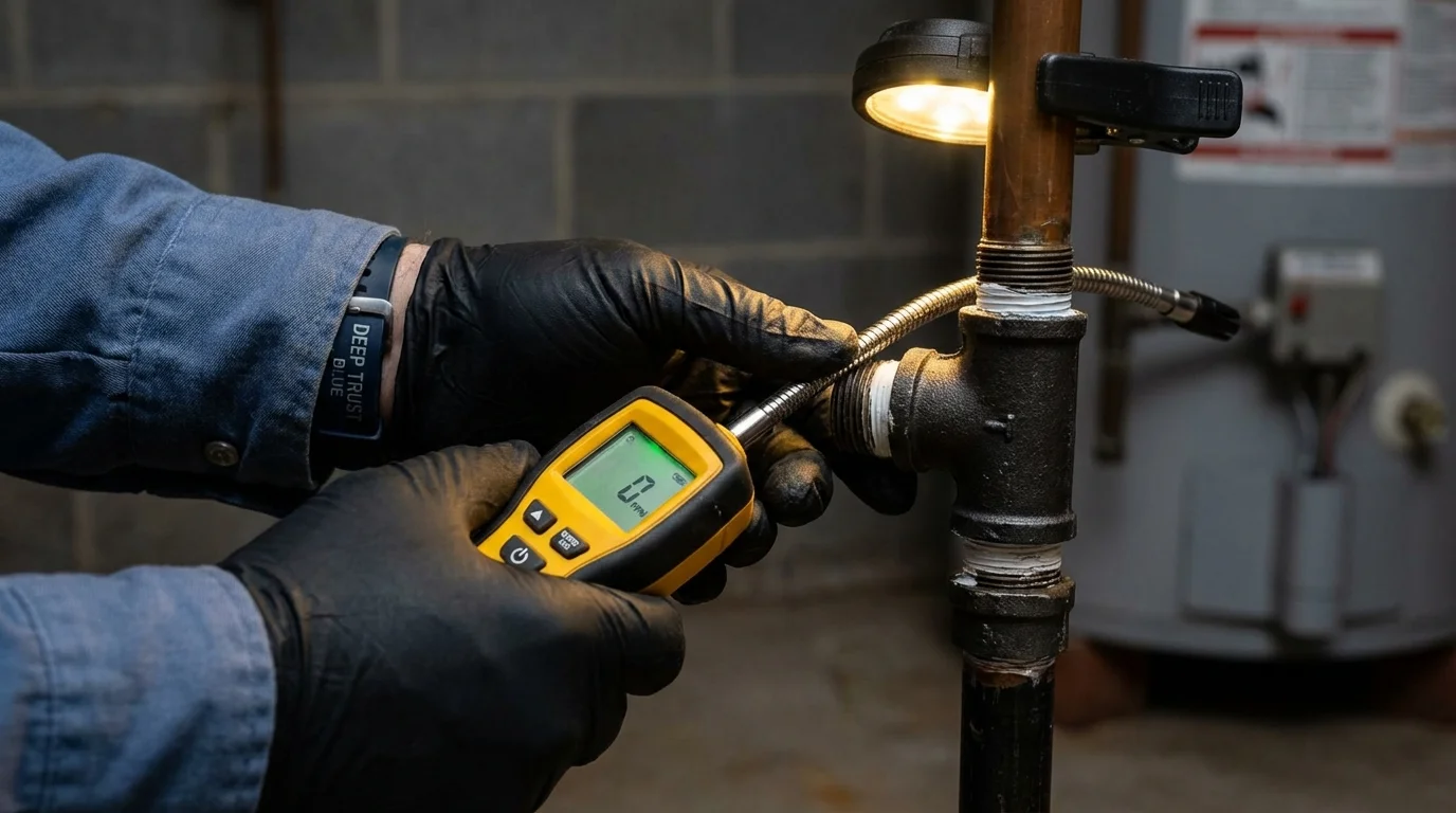 Gas leak detection with electronic sniffer by Johns Plumbing LLC in Byesville