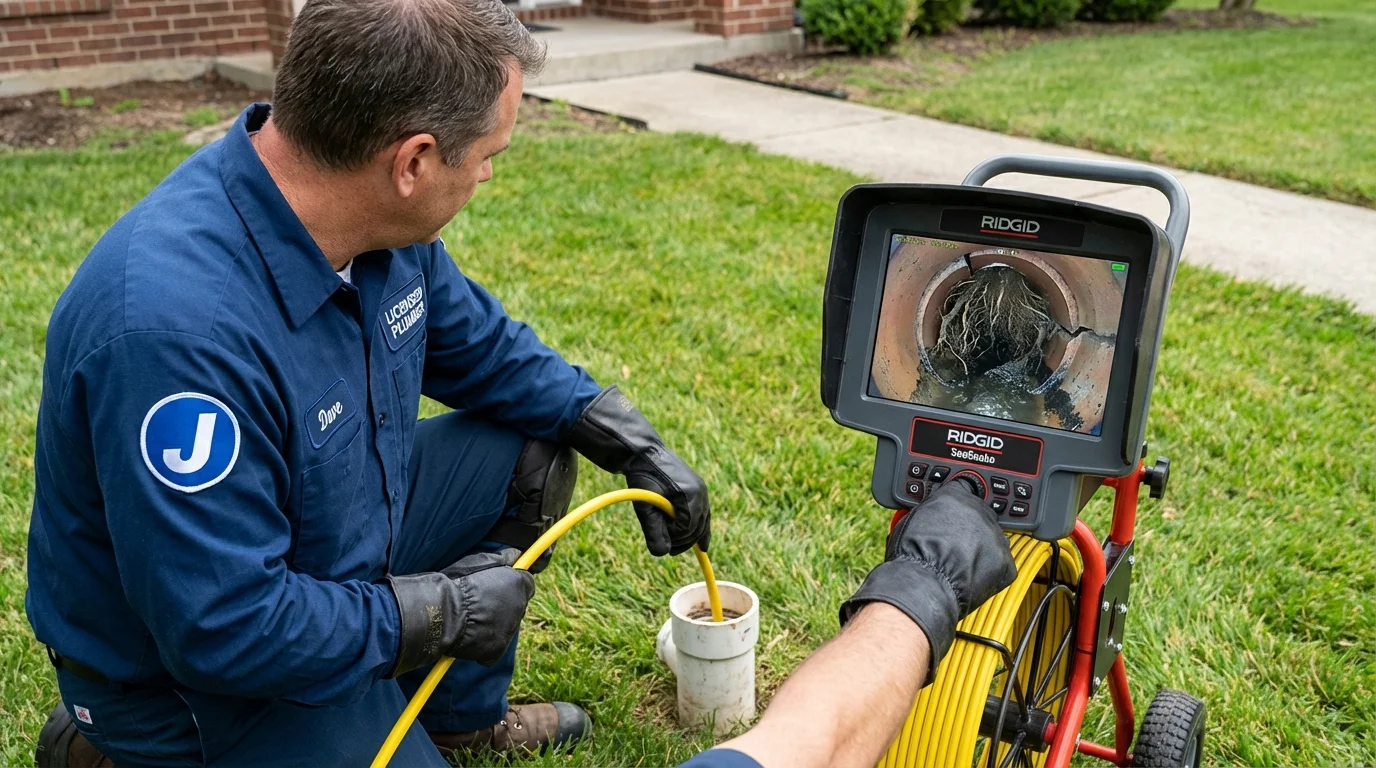 Sewer camera inspection being performed by Johns Plumbing LLC in Byesville